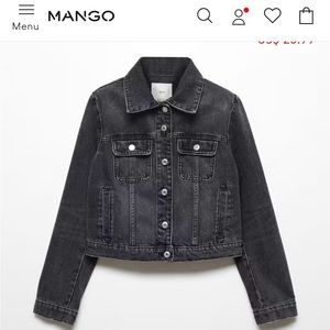 MANGO Pocketed Denim Jacket Black Size M Medium - BRAND NEW